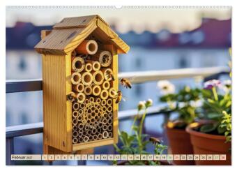 Wildbienenhotels (hochwertiger Premium Wandkalender 2027 DIN A2 quer), Kunstdruck in Hochglanz