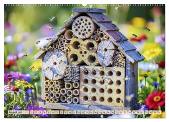 Wildbienenhotels (hochwertiger Premium Wandkalender 2027 DIN A2 quer), Kunstdruck in Hochglanz