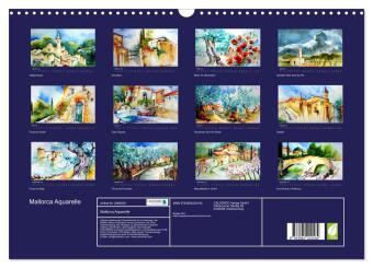 Mallorca Aquarelle (Wandkalender 2027 DIN A3 quer), CALVENDO Monatskalender
