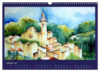 Mallorca Aquarelle (Wandkalender 2027 DIN A3 quer), CALVENDO Monatskalender
