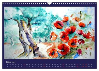 Mallorca Aquarelle (Wandkalender 2027 DIN A3 quer), CALVENDO Monatskalender