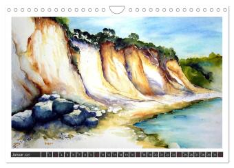 Aquarelle - Fischland-Darß (Wandkalender 2027 DIN A4 quer), CALVENDO Monatskalender