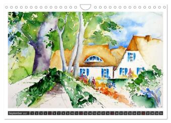 Aquarelle - Fischland-Darß (Wandkalender 2027 DIN A4 quer), CALVENDO Monatskalender