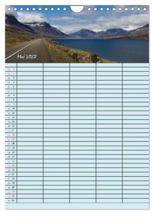 Island Familienplaner (Wandkalender 2027 DIN A4 hoch), CALVENDO Monatskalender