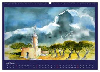 Mallorca Aquarelle (hochwertiger Premium Wandkalender 2027 DIN A2 quer), Kunstdruck in Hochglanz