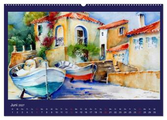 Mallorca Aquarelle (hochwertiger Premium Wandkalender 2027 DIN A2 quer), Kunstdruck in Hochglanz