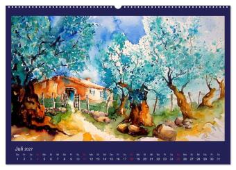 Mallorca Aquarelle (hochwertiger Premium Wandkalender 2027 DIN A2 quer), Kunstdruck in Hochglanz