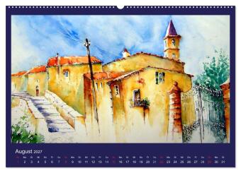 Mallorca Aquarelle (hochwertiger Premium Wandkalender 2027 DIN A2 quer), Kunstdruck in Hochglanz