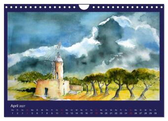 Mallorca Aquarelle (Wandkalender 2027 DIN A4 quer), CALVENDO Monatskalender
