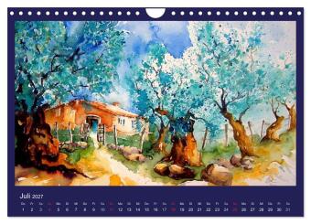 Mallorca Aquarelle (Wandkalender 2027 DIN A4 quer), CALVENDO Monatskalender