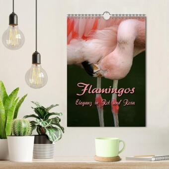 Flamingos - Eleganz in Rot und Rosa (Wandkalender 2027 DIN A4 hoch), CALVENDO Monatskalender