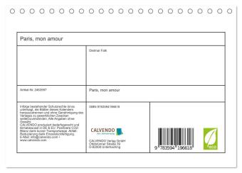 Paris, mon amour (Tischkalender 2027 DIN A5 quer), CALVENDO Monatskalender