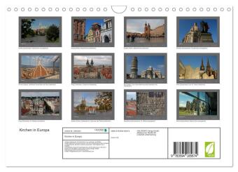 Kirchen in Europa (Wandkalender 2027 DIN A4 quer), CALVENDO Monatskalender