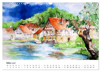 Aquarelle - quer durch Europa (Wandkalender 2027 DIN A3 quer), CALVENDO Monatskalender