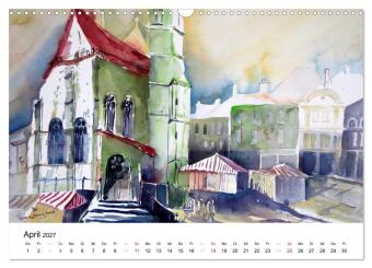 Aquarelle - quer durch Europa (Wandkalender 2027 DIN A3 quer), CALVENDO Monatskalender