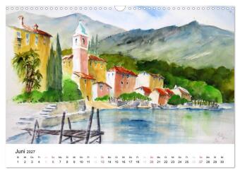 Aquarelle - quer durch Europa (Wandkalender 2027 DIN A3 quer), CALVENDO Monatskalender