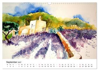 Aquarelle - quer durch Europa (Wandkalender 2027 DIN A3 quer), CALVENDO Monatskalender