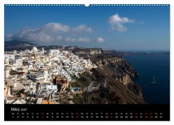 Santorin Trauminsel (Wandkalender 2027 DIN A2 quer), CALVENDO Monatskalender