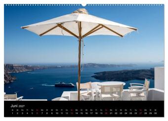 Santorin Trauminsel (Wandkalender 2027 DIN A2 quer), CALVENDO Monatskalender