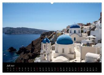 Santorin Trauminsel (Wandkalender 2027 DIN A2 quer), CALVENDO Monatskalender