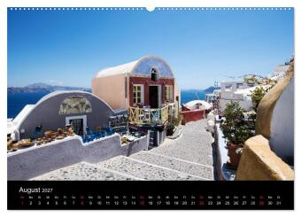 Santorin Trauminsel (Wandkalender 2027 DIN A2 quer), CALVENDO Monatskalender