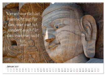 Reisefreu(n)de: Leben in Harmonie - buddhistische Zitate (hochwertiger Premium Wandkalender 2027 DIN A2 quer), Kunstdruck in Hochglanz