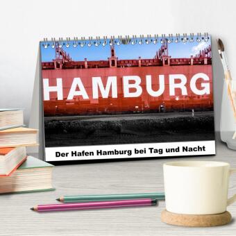 Der Hafen Hamburg bei Tag und Nacht (Tischkalender 2027 DIN A5 quer), CALVENDO Monatskalender