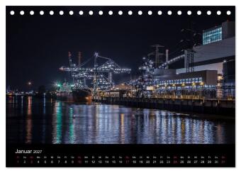 Der Hafen Hamburg bei Tag und Nacht (Tischkalender 2027 DIN A5 quer), CALVENDO Monatskalender
