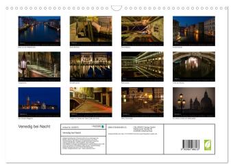 Venedig bei Nacht (Wandkalender 2027 DIN A3 quer), CALVENDO Monatskalender