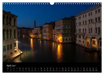 Venedig bei Nacht (Wandkalender 2027 DIN A3 quer), CALVENDO Monatskalender