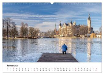 Schweriner Märchenschloss (hochwertiger Premium Wandkalender 2027 DIN A2 quer), Kunstdruck in Hochglanz