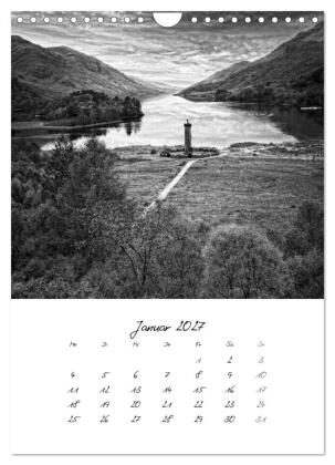 Schottland Monochrom (Wandkalender 2027 DIN A4 hoch), CALVENDO Monatskalender