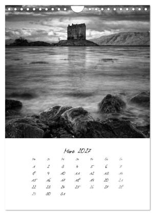 Schottland Monochrom (Wandkalender 2027 DIN A4 hoch), CALVENDO Monatskalender