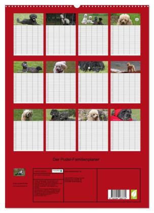 Der Pudel-Familienplaner (hochwertiger Premium Wandkalender 2027 DIN A2 hoch), Kunstdruck in Hochglanz
