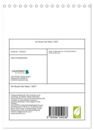 Am Busen der Natur / 2027 (Tischkalender 2027 DIN A5 hoch), CALVENDO Monatskalender
