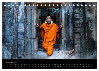 Tempel rund um Angkor Wat (Tischkalender 2027 DIN A5 quer), CALVENDO Monatskalender