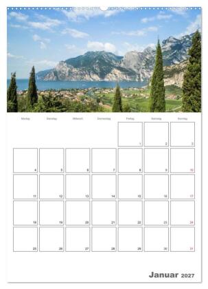 GARDASEE Terminplaner (hochwertiger Premium Wandkalender 2027 DIN A2 hoch), Kunstdruck in Hochglanz