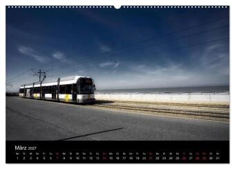 Kusttram Belgien (hochwertiger Premium Wandkalender 2027 DIN A2 quer), Kunstdruck in Hochglanz