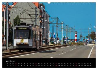 Kusttram Belgien (hochwertiger Premium Wandkalender 2027 DIN A2 quer), Kunstdruck in Hochglanz