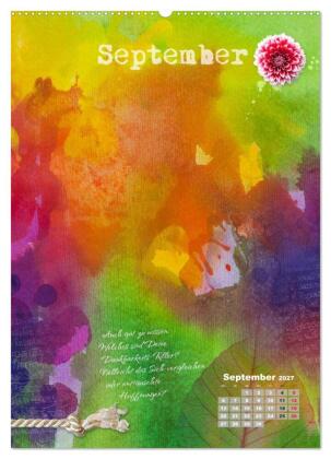 Jahr der Dankbarkeit - Scrapbooking-Kalender (hochwertiger Premium Wandkalender 2027 DIN A2 hoch), Kunstdruck in Hochglanz