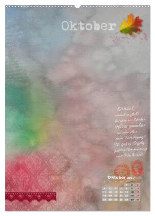 Jahr der Dankbarkeit - Scrapbooking-Kalender (hochwertiger Premium Wandkalender 2027 DIN A2 hoch), Kunstdruck in Hochglanz
