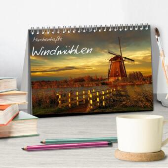 Märchenhafte Windmühlen (Tischkalender 2027 DIN A5 quer), CALVENDO Monatskalender