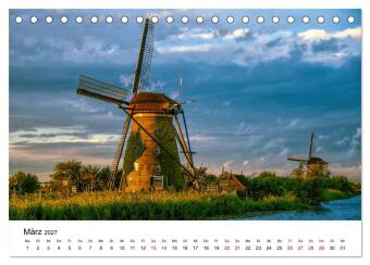 Märchenhafte Windmühlen (Tischkalender 2027 DIN A5 quer), CALVENDO Monatskalender