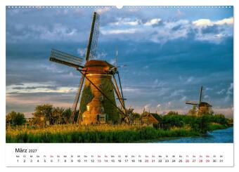 Märchenhafte Windmühlen (Wandkalender 2027 DIN A2 quer), CALVENDO Monatskalender