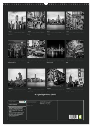 Hongkong schwarzweiß (Wandkalender 2027 DIN A2 hoch), CALVENDO Monatskalender