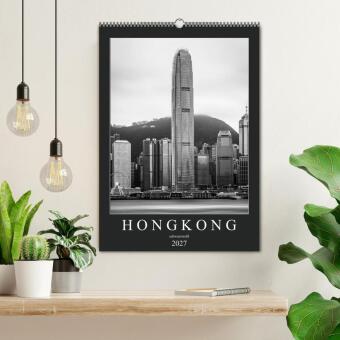 Hongkong schwarzweiß (Wandkalender 2027 DIN A2 hoch), CALVENDO Monatskalender