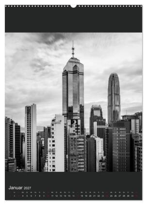 Hongkong schwarzweiß (Wandkalender 2027 DIN A2 hoch), CALVENDO Monatskalender
