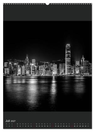 Hongkong schwarzweiß (Wandkalender 2027 DIN A2 hoch), CALVENDO Monatskalender