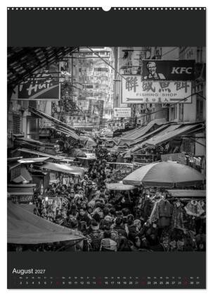 Hongkong schwarzweiß (Wandkalender 2027 DIN A2 hoch), CALVENDO Monatskalender