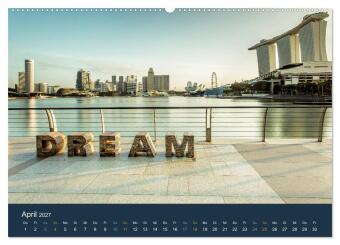 Singapur bei Nacht und Tag (hochwertiger Premium Wandkalender 2027 DIN A2 quer), Kunstdruck in Hochglanz